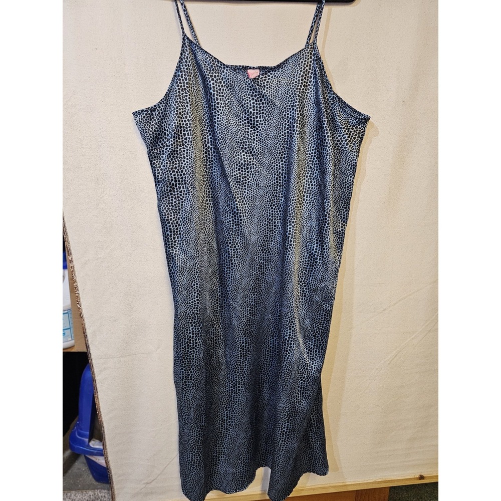 Y2K Vintage blue & Black Satin Plus Size Slip Or Slip Dress 2xl Fairy Grunge 39L